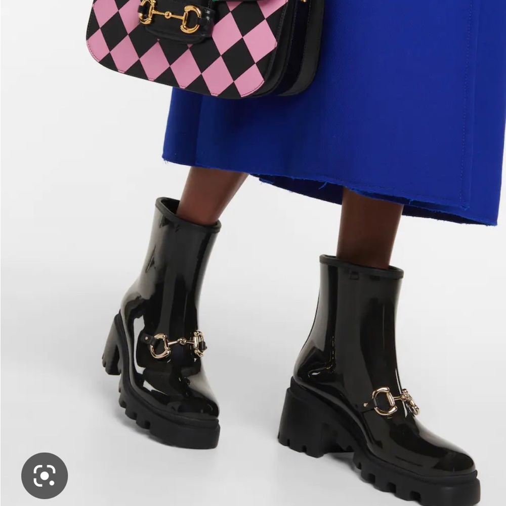 Gucci black horsebit rain boots